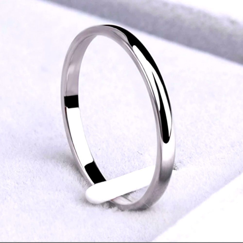 SPRING INTO A NEW RING! NWT 2mm Delicate Titanium Steel Ring SILVER Size 5